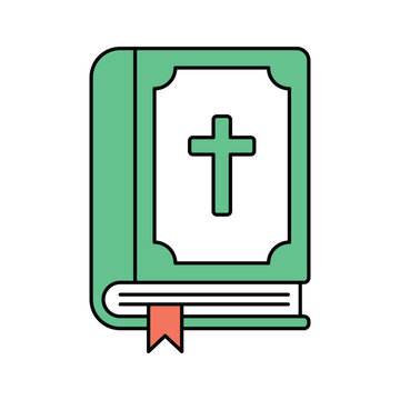 green bible with cross and bookmark clip art preview
