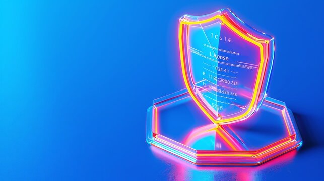 A stunning neon award trophy featuring a shield design, perfect for recognizing achievement and excellence in various fields.