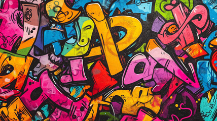 Vibrant street art mural showcasing colorful graffiti in an urban setting during daylight