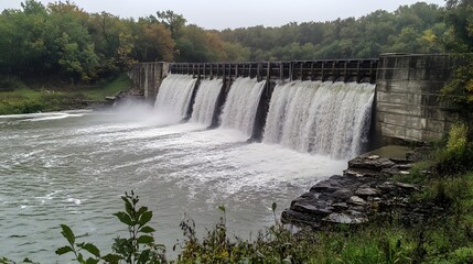 A cracked dam struggling to hold back water levels swollen by extreme rainfall