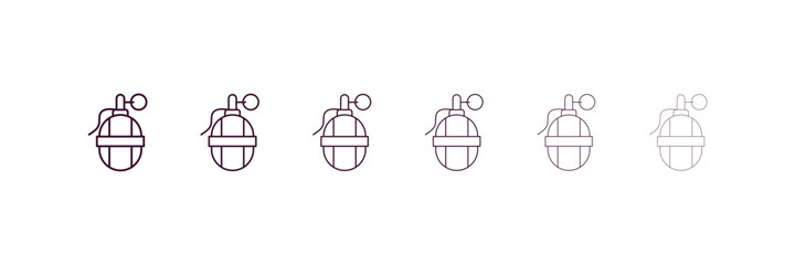 grenade launcher outline icon. Linear vector from army and military concept. 6 different line style grenade launcher icon included thin, light, regular, medium, bold, black.