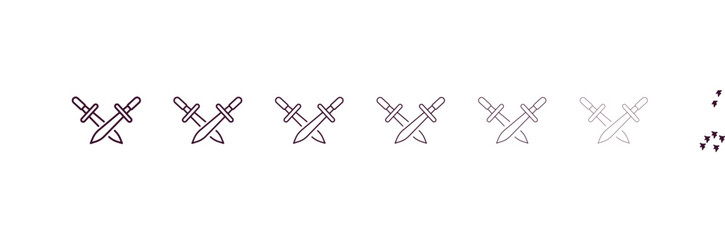 combat outline icon. Linear vector from army and military concept. 6 different line style combat icon included thin, light, regular, medium, bold, black.