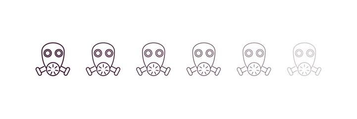 gas mask outline icon. Linear vector from army and military concept. 6 different line style gas mask icon included thin, light, regular, medium, bold, black.
