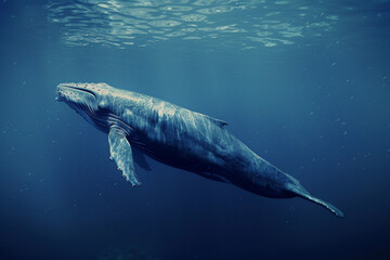 Fototapeta premium Fantastically beautiful majestic huge whale in ocean