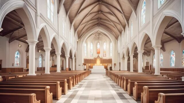 Gothic grand church or cathedral interior