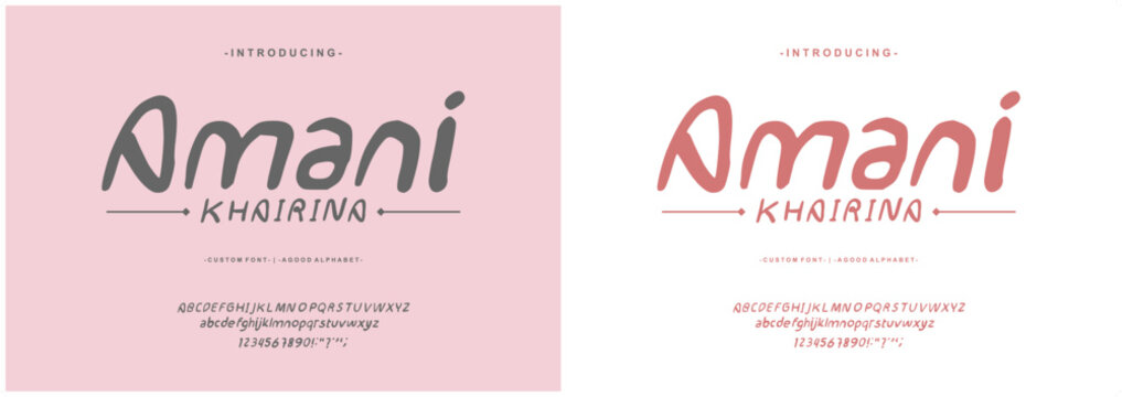 Alphabet Font Amani Khairina typeface font script style  lettering stylish Uppercase, Lowercase, and Number. 
Font hand-drawing Vector illustration lettering stylish  