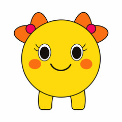  cute, round, yellow cartoon character with a simple face and big smile.