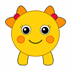  cute, round, yellow cartoon character with a simple face and big smile.