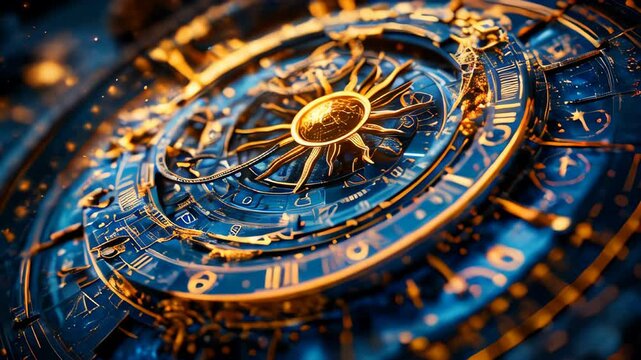 Close-up of an highly detailed cosmic orrery or astrolabe