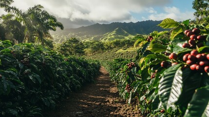 Coffee Beans on a Plantation in Hawaii.