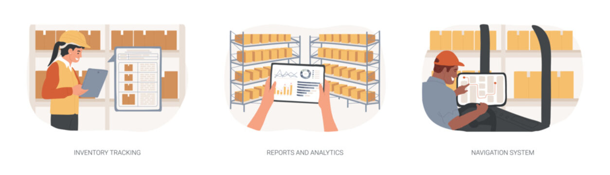 Warehouse management system isolated cartoon vector illustrations se