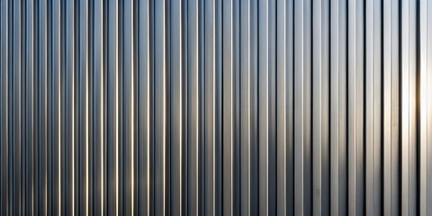 Vertical metal siding in light gray arrives with a touch of sophistication, showcased through refined linear shadows,