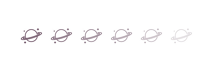 saturn outline icon. Linear vector from astronomy concept. 6 different line style saturn icon included thin, light, regular, medium, bold, black. © Design_Farm