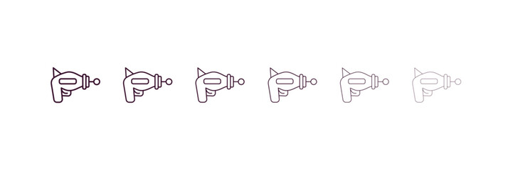 space gun outline icon. Linear vector from astronomy concept. 6 different line style space gun icon included thin, light, regular, medium, bold, black.