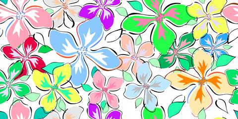 Fashionable seamless  pattern. Modern floral ornament. Creative summery collage.
