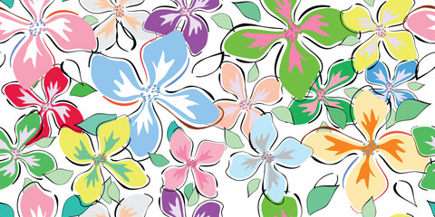 Fashionable seamless  pattern. Modern floral ornament. Creative summery collage.