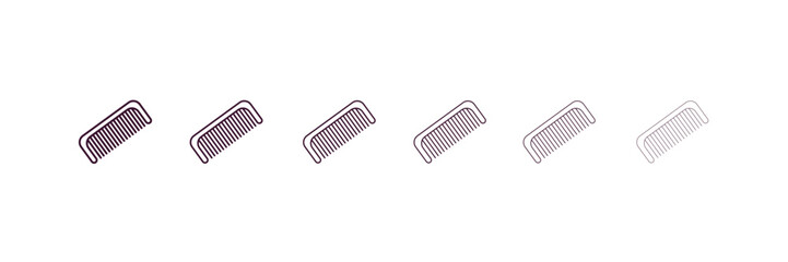 comb outline icon. Linear vector from beauty concept. 6 different line style comb icon included thin, light, regular, medium, bold, black.