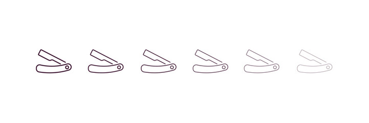 straight razor outline icon. Linear vector from beauty concept. 6 different line style straight razor icon included thin, light, regular, medium, bold, black.