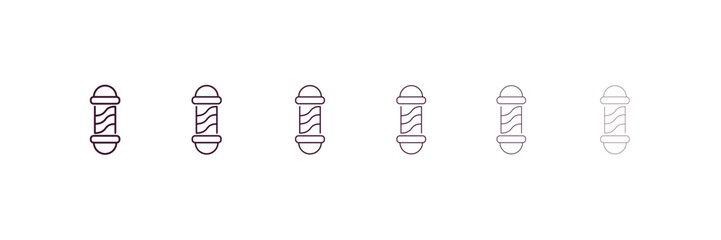 barber shop outline icon. Linear vector from beauty concept. 6 different line style barber shop icon included thin, light, regular, medium, bold, black.
