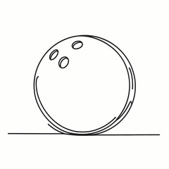 A simple minimalistic continuous unbroken line drawing of a bowling ball, perfect as a logo or design element for bowling alleys, sports brands, or recreation centers.