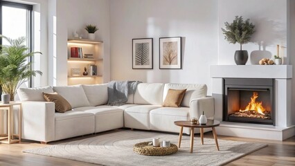 Fototapeta premium Contemporary living room with upcycled furniture reflects a growing trend towards sustainable and ecofriendly interior design. Concept Ecofriendly Interior Design, Upcycled Furniture