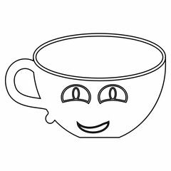 Smiling outline of a cup with big eyes.
