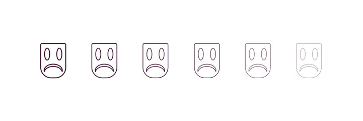 sad mask outline icon. Linear vector from cinema concept. 6 different line style sad mask icon included thin, light, regular, medium, bold, black