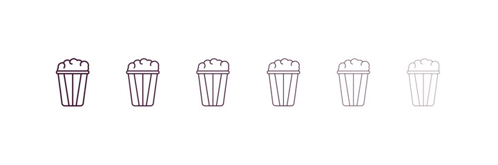 popcorn bag outline icon. Linear vector from cinema concept. 6 different line style popcorn bag icon included thin, light, regular, medium, bold, black