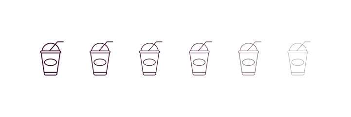 take away drink outline icon. Linear vector from cinema concept. 6 different line style take away drink icon included thin, light, regular, medium, bold, black