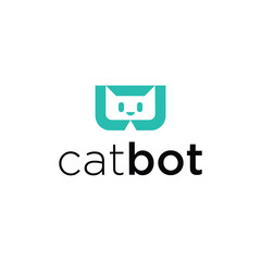 Fototapeta premium Cat bot logo icon vector