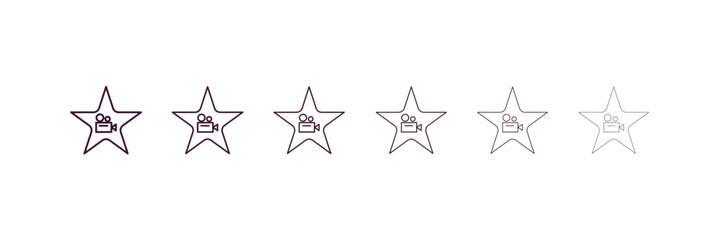 cinema celebrity outline icon. Linear vector from cinema concept. 6 different line style cinema celebrity icon included thin, light, regular, medium, bold, black