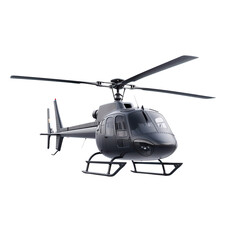 A sleek black helicopter in motion, showcasing modern design and engineering for transport, travel, or emergency services. isolated on a transparent background
