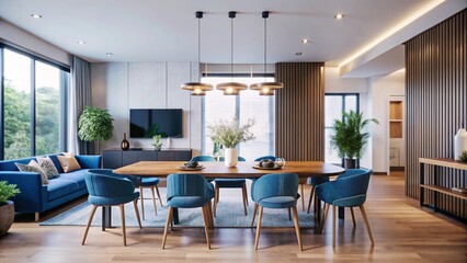 Contemporary living room with upcycled furniture reflects a growing trend towards sustainable and ecofriendly interior design. Concept Ecofriendly Interior Design, Upcycled Furniture