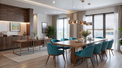Fototapeta premium Contemporary living room with upcycled furniture reflects a growing trend towards sustainable and ecofriendly interior design. Concept Ecofriendly Interior Design, Upcycled Furniture