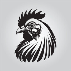 Black chicken icon on white