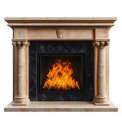 PNG fireplace against transparent background, cut out