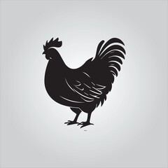 Black chicken icon on white