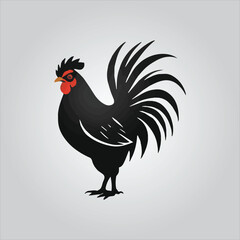 Black chicken icon on white