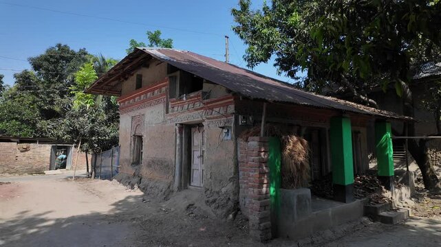 Plasterwork decorations in an old house, Rajshahi Division, Manda, Bangladesh