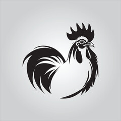 Black chicken icon on white