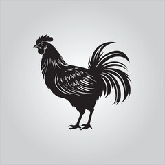 Black chicken icon on white