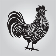 Black chicken icon on white