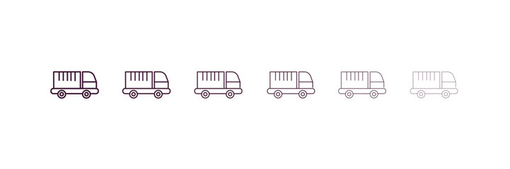 garbage truck cleanin outline icon. Linear vector from cleaning concept. 6 different line style garbage truck cleanin icon included thin, light, regular, medium, bold, black