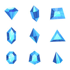 Vector of various shapes of blue diamonds
