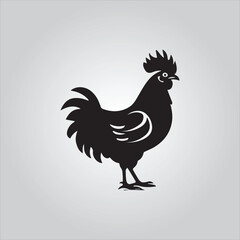 Black chicken icon on white
