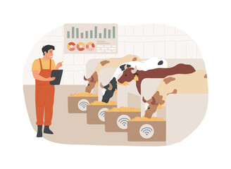 Livestock feeding statistics isolated cartoon vector illustrations.