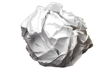 Fototapeta premium Close Up to a crumpled White paper ball PNG isolated on white and transparent background - Wrinkled Colorful paper Page texture Paper discard