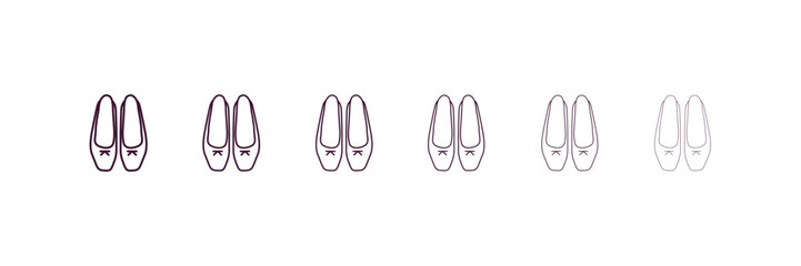 ballets flats outline icon. Linear vector from clothes concept. 6 different line style ballets flats icon included thin, light, regular, medium, bold, black