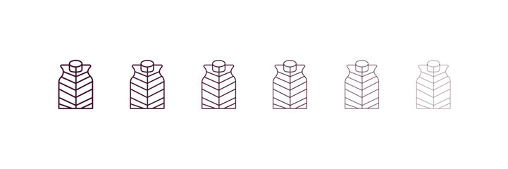 padded vest outline icon. Linear vector from clothes concept. 6 different line style padded vest icon included thin, light, regular, medium, bold, black