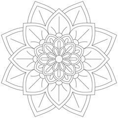 Leaf Flower Petal Coloring Mandala Art Simple Graphic Shape Vector Floral Oriental Outline Vintage Decorative Elements Pattern Illustration Islam Arabic Indian Turkish Mystic Religion Morals Lotus